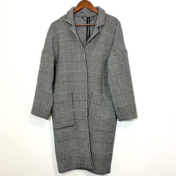ALLSAINTS Houndstooth Wool Blend Coat Size Small - Picture 3 of 11